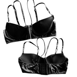 👛(ANY 2/$15) DREAMGIRL Novelty Black Zipper Bra, Adjustable Straps